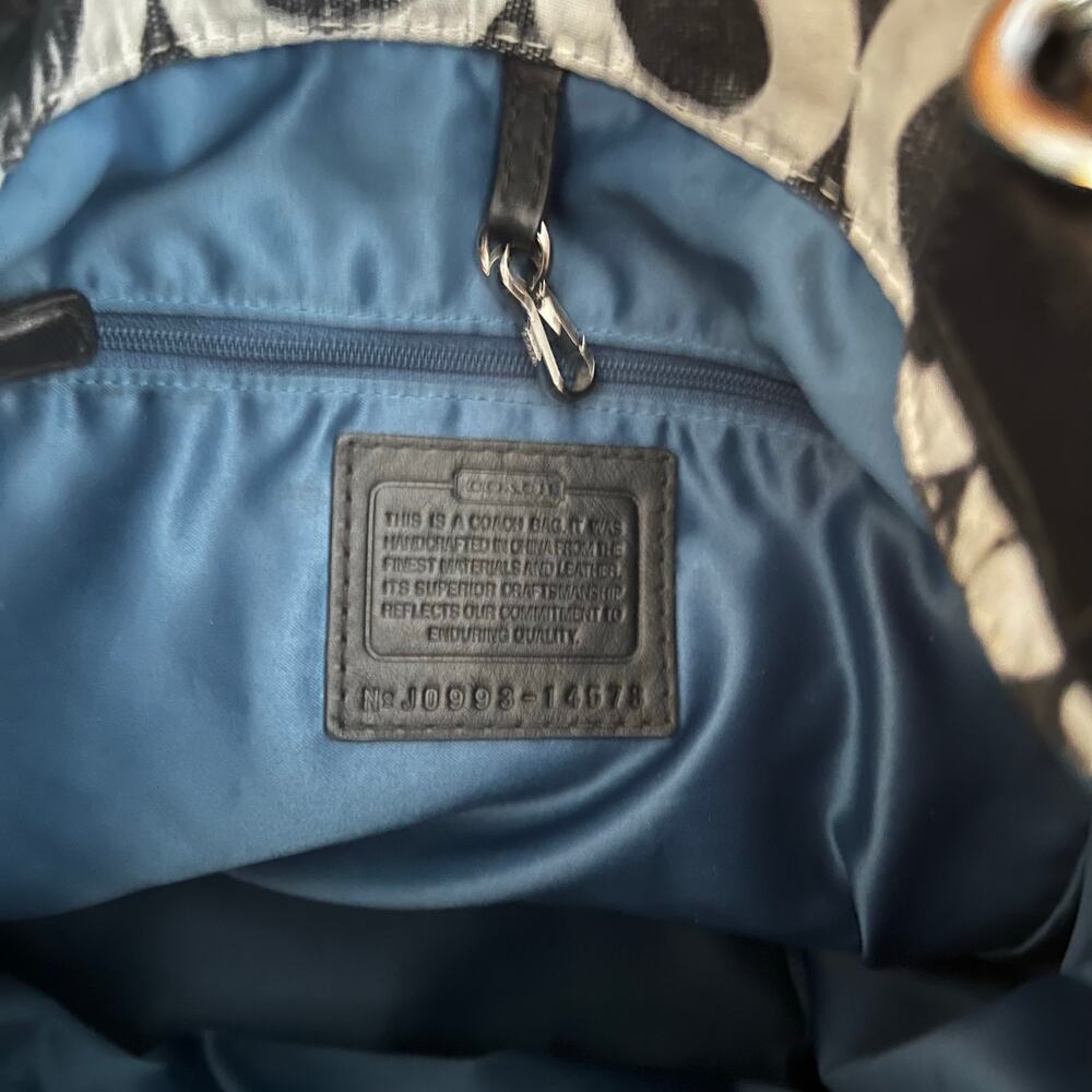 COACH Peyton Signature Op Art Tote Canvas Bag with Leather Accents - Picture 5 of 6